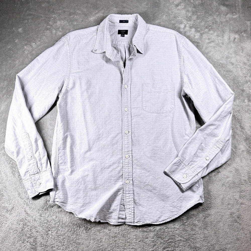 J.Crew Slim Fit Button Down Shirt Men's Medium Gray Long Sleeve Cotton
